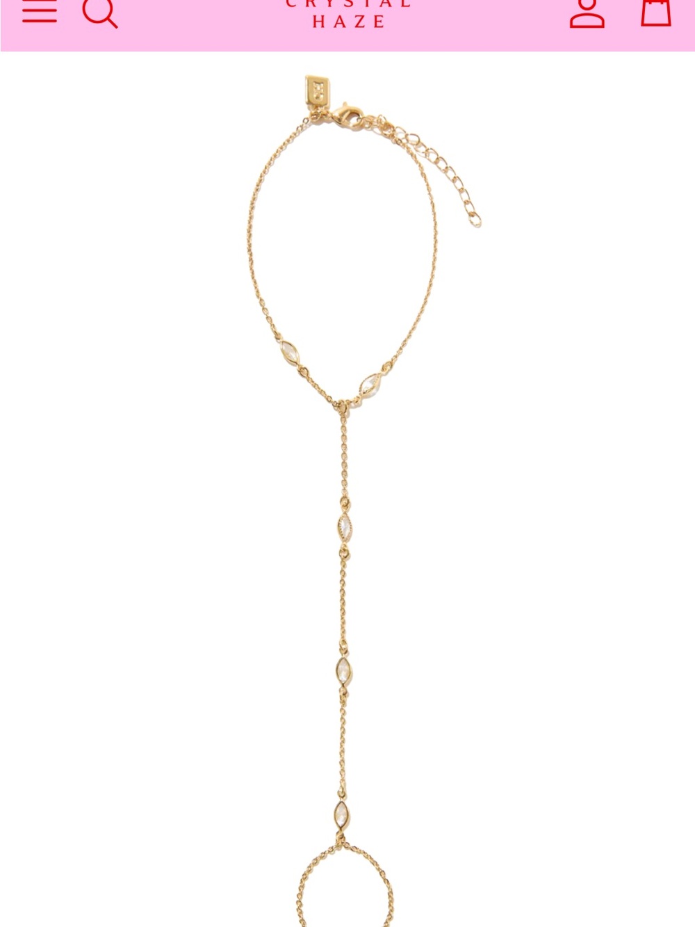 Nwt Crystal haze gold crystal hand chain
